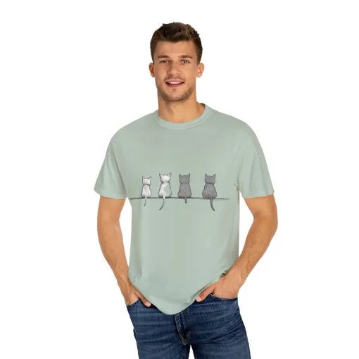 Cute Cat Sitting T-Shirt - Unisex Garment-Dyed Tee for Cat Lovers - Image 15