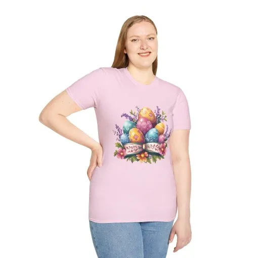 Easter Floral Eggs Unisex Softstyle T-Shirt - Image 51