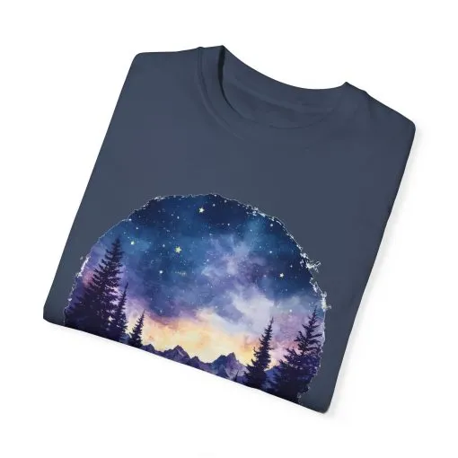 Campfire Night Sky Unisex Garment-Dyed T-Shirt - Image 2