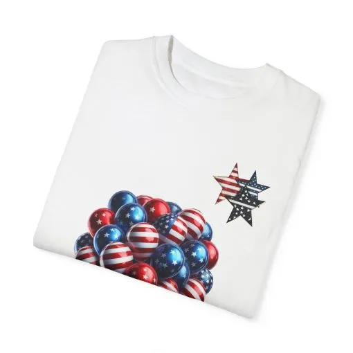Patriotic Balloon T-Shirt | Unisex Garment-Dyed Tee for Independence Day Celebrations - Image 2