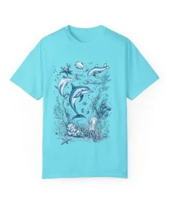 Marine ecosystem t-shirt with artistic underwater design