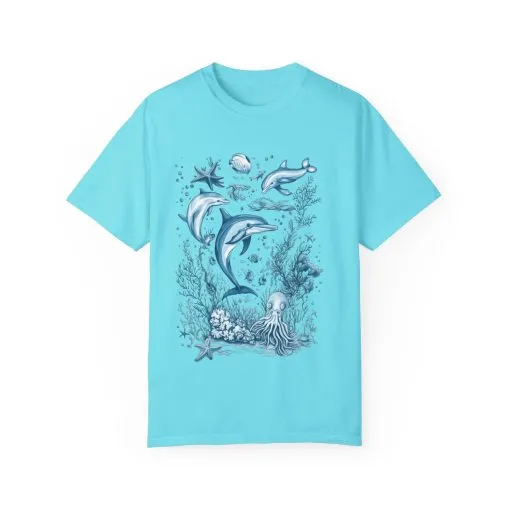 Marine ecosystem t-shirt with artistic underwater design
