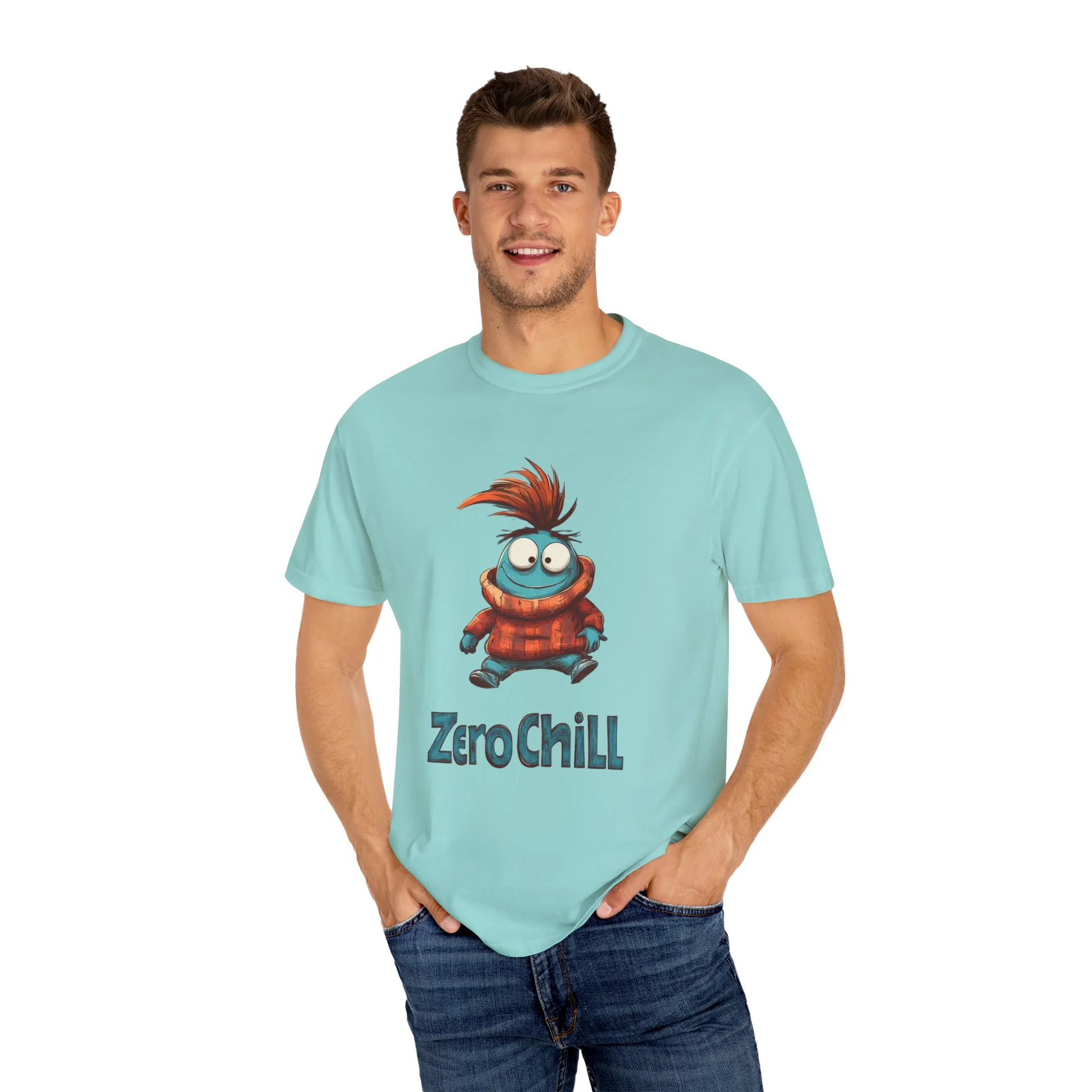 Unisex Garment-Dyed T-Shirt - 'Zero Chill' Fun Character Design - Image 11
