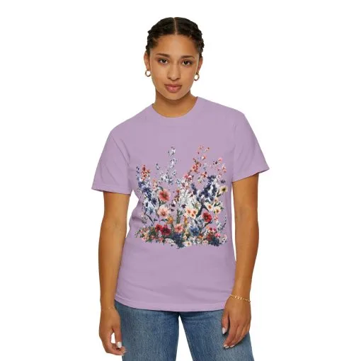 Floral Garden Unisex Garment-Dyed T-Shirt - Nature-Inspired Design - Image 32