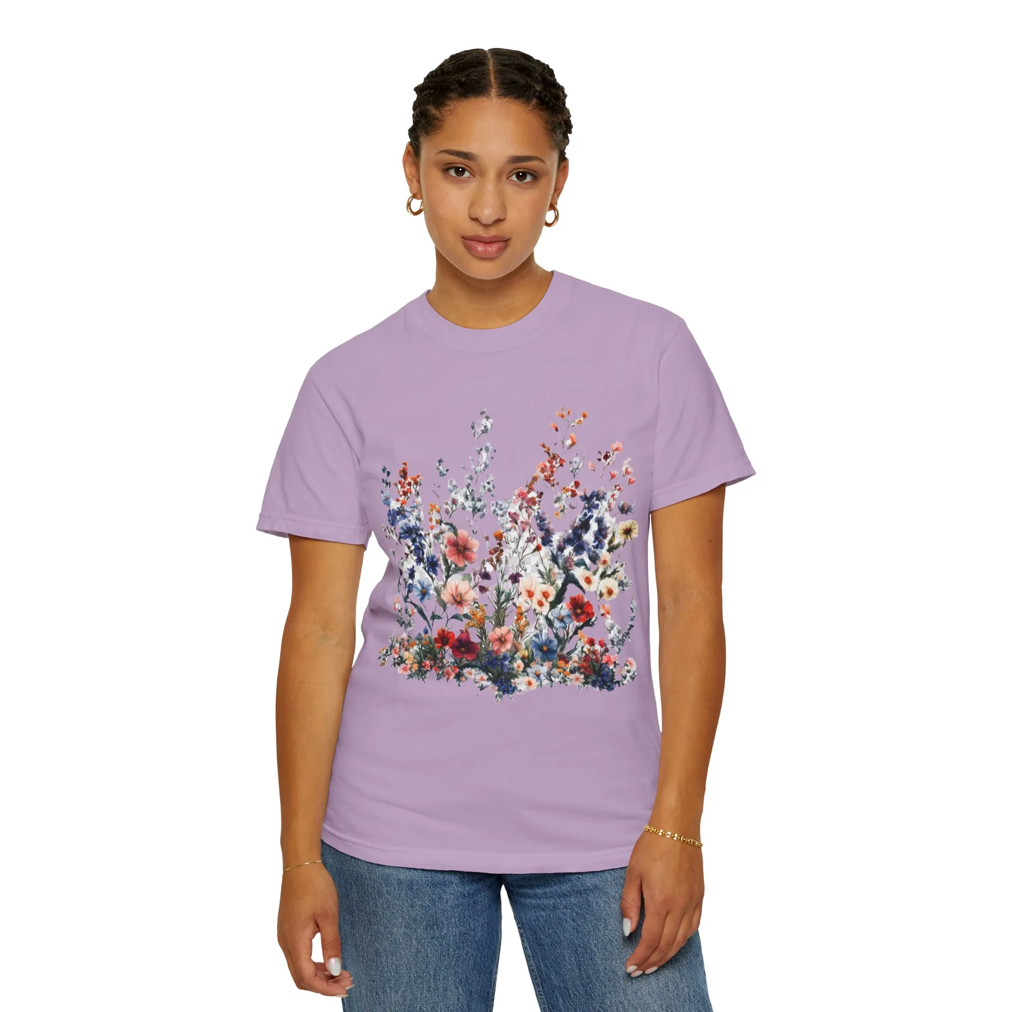 Floral Garden Unisex Garment-Dyed T-Shirt - Nature-Inspired Design - Image 32