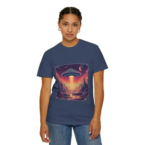 Galactic Adventure Unisex T-Shirt - UFO and Cosmic Landscape Design - Image 24