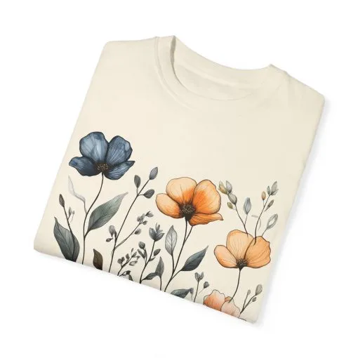 Floral Garden Unisex Garment-Dyed T-Shirt - Eco-Friendly Spring Wear - Image 6