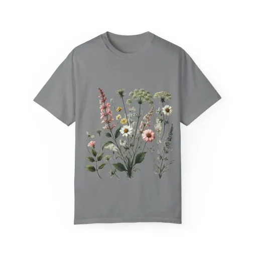 Botanical Print Unisex Garment-Dyed T-Shirt | Eco-Friendly Floral Tee for Nature Lovers - Image 25