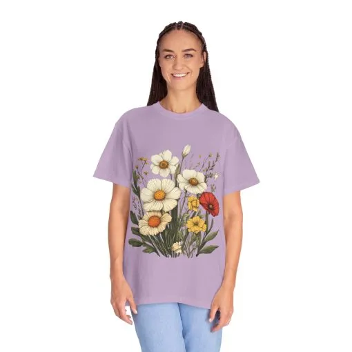 Floral Garden Unisex T-Shirt - Vintage Style Flower Design - Image 39