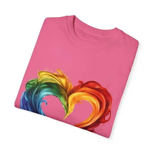 Pride Heart Unisex Garment-Dyed T-shirt - Colorful Rainbow Design for LGBTQ+ Celebration - Image 46