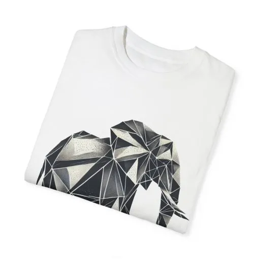 Geometric Elephant Unisex Garment-Dyed T-Shirt - Image 3