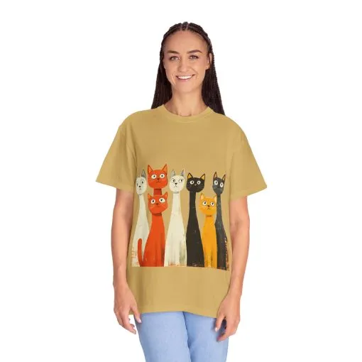 Vintage Cat Illustration Unisex Garment-Dyed T-Shirt - Perfect for Cat Lovers - Image 20