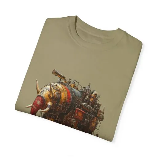 Vintage Steampunk Elephant T-Shirt - Unisex Garment-Dyed Tee - Image 10