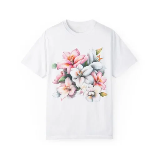 Floral Elegance Unisex Garment-Dyed T-Shirt - Perfect for Spring Celebrations - Image 5