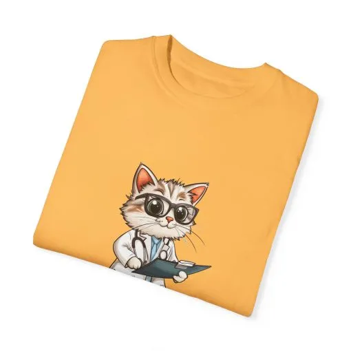 Funny Cat Doctor Unisex Garment-Dyed T-Shirt - Image 24