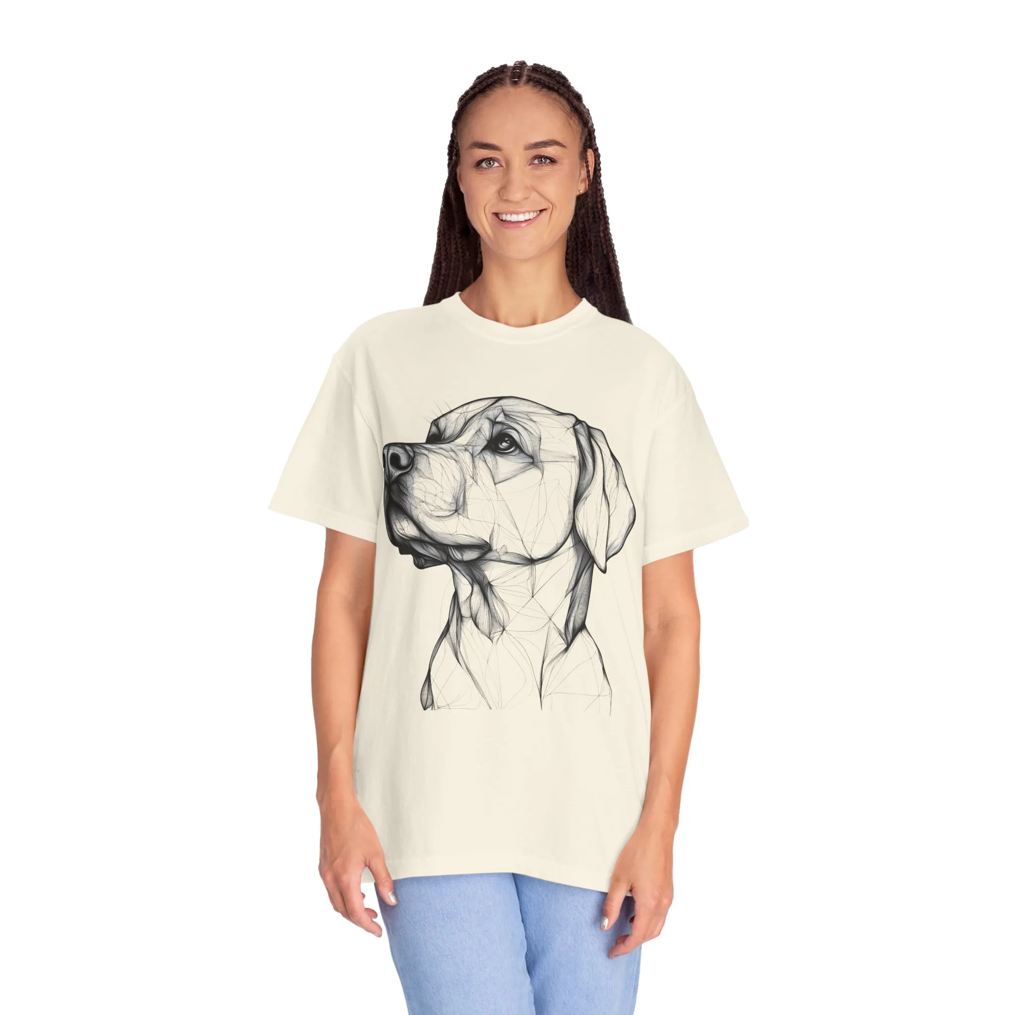 Stylish Dog Portrait Unisex Garment-Dyed T-Shirt - Image 8