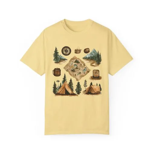 Adventure Awaits Unisex Garment-Dyed T-Shirt – Perfect for Nature Lovers and Camping Enthusiasts