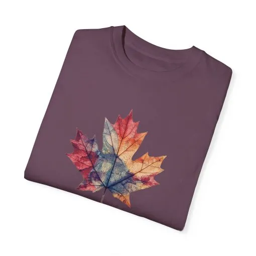 Autumn Maple Leaf Unisex Garment-Dyed T-Shirt - Image 30