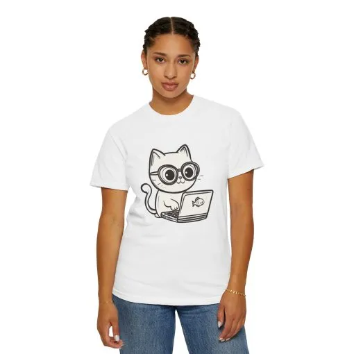 Cute Cat Gamer Unisex Garment-Dyed T-Shirt - Image 4
