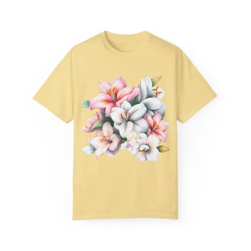 Floral Elegance Unisex Garment-Dyed T-Shirt - Perfect for Spring Celebrations - Image 17