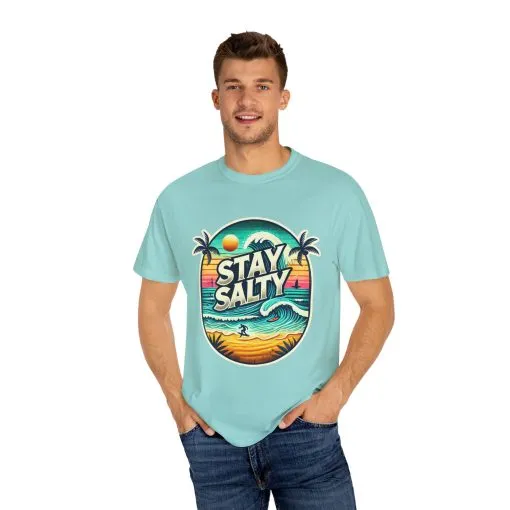 Stay Salty Unisex Garment-Dyed T-Shirt – Perfect for Beach Lovers & Summer Vibes - Image 3