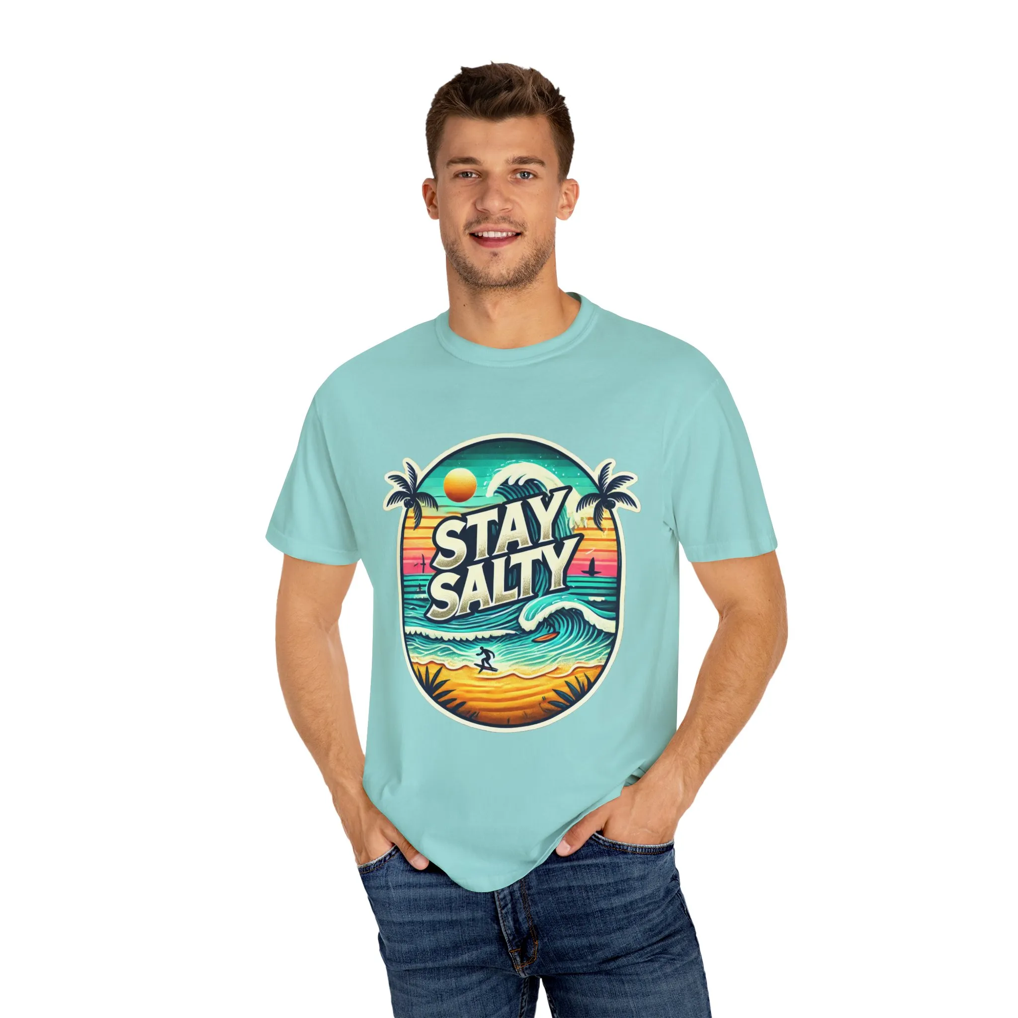 Stay Salty Unisex Garment-Dyed T-Shirt – Perfect for Beach Lovers & Summer Vibes - Image 3
