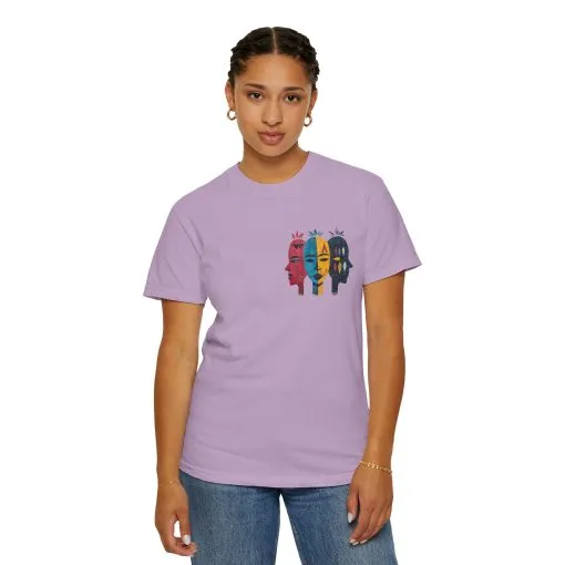 Vibrant Unisex Garment-Dyed T-Shirt with African Masks Design - Image 35