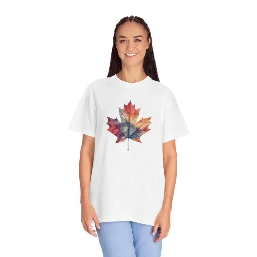 Autumn Maple Leaf Unisex Garment-Dyed T-Shirt - Image 4