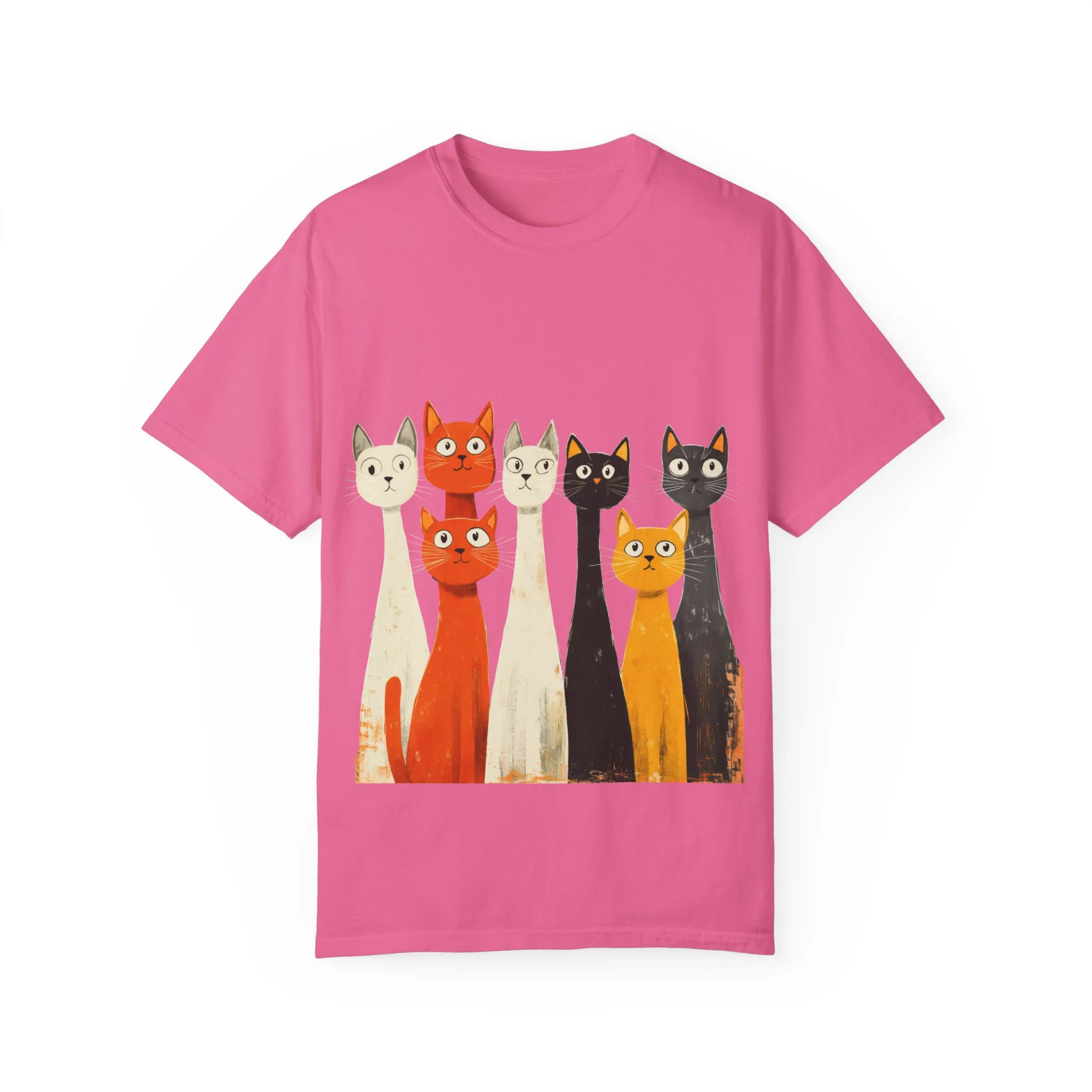 Vintage Cat Illustration Unisex Garment-Dyed T-Shirt - Perfect for Cat Lovers - Image 45
