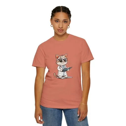 Funny Cat Doctor Unisex Garment-Dyed T-Shirt - Image 12