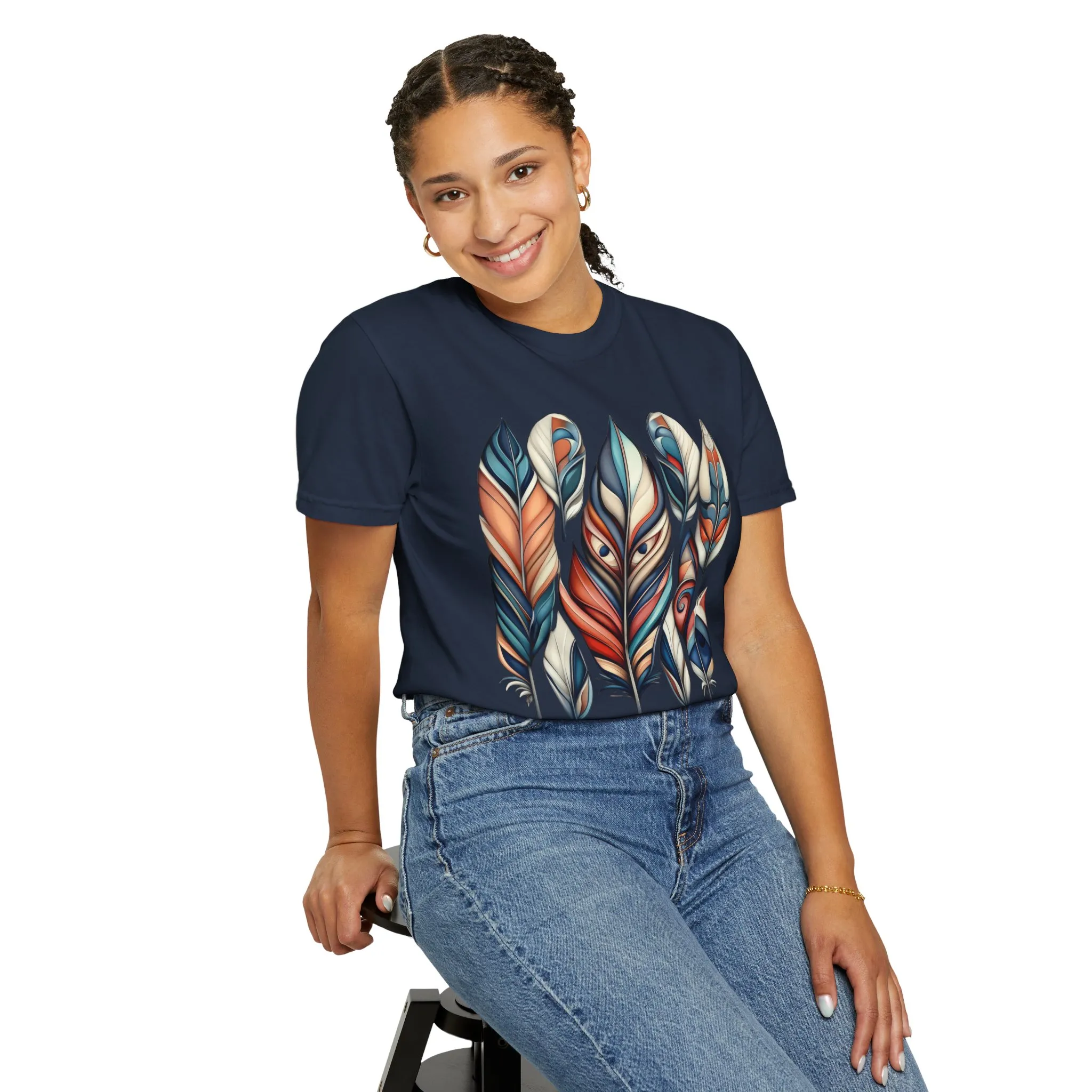 Bohemian Feathers Unisex T-Shirt - Artistic Nature Design - Image 64