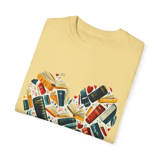 Book Lover's Heart Unisex Garment-Dyed T-Shirt - Image 10