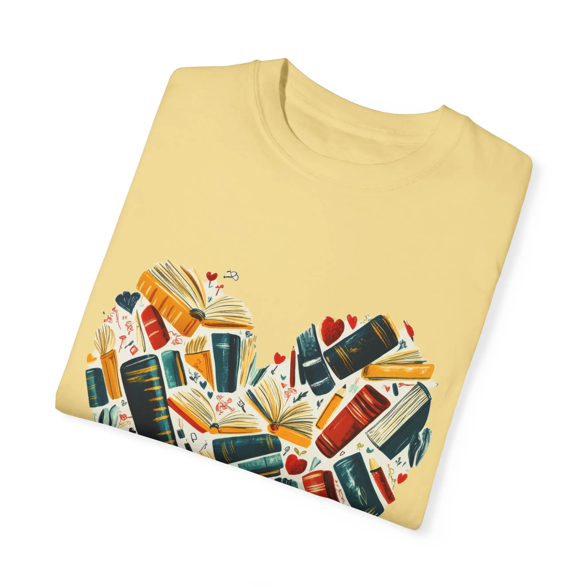 Book Lover's Heart Unisex Garment-Dyed T-Shirt - Image 10