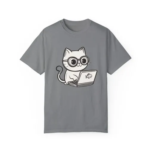 Cute Cat Gamer Unisex Garment-Dyed T-Shirt - Image 9