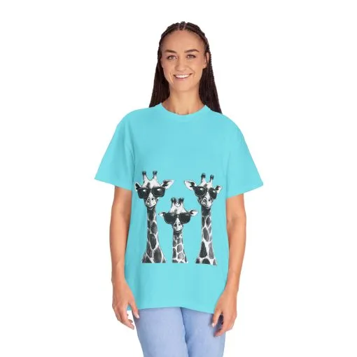 Cool Giraffe Sunglasses Unisex Garment-Dyed T-shirt - Image 20