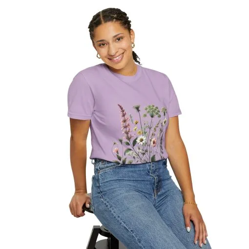 Botanical Print Unisex Garment-Dyed T-Shirt | Eco-Friendly Floral Tee for Nature Lovers - Image 32