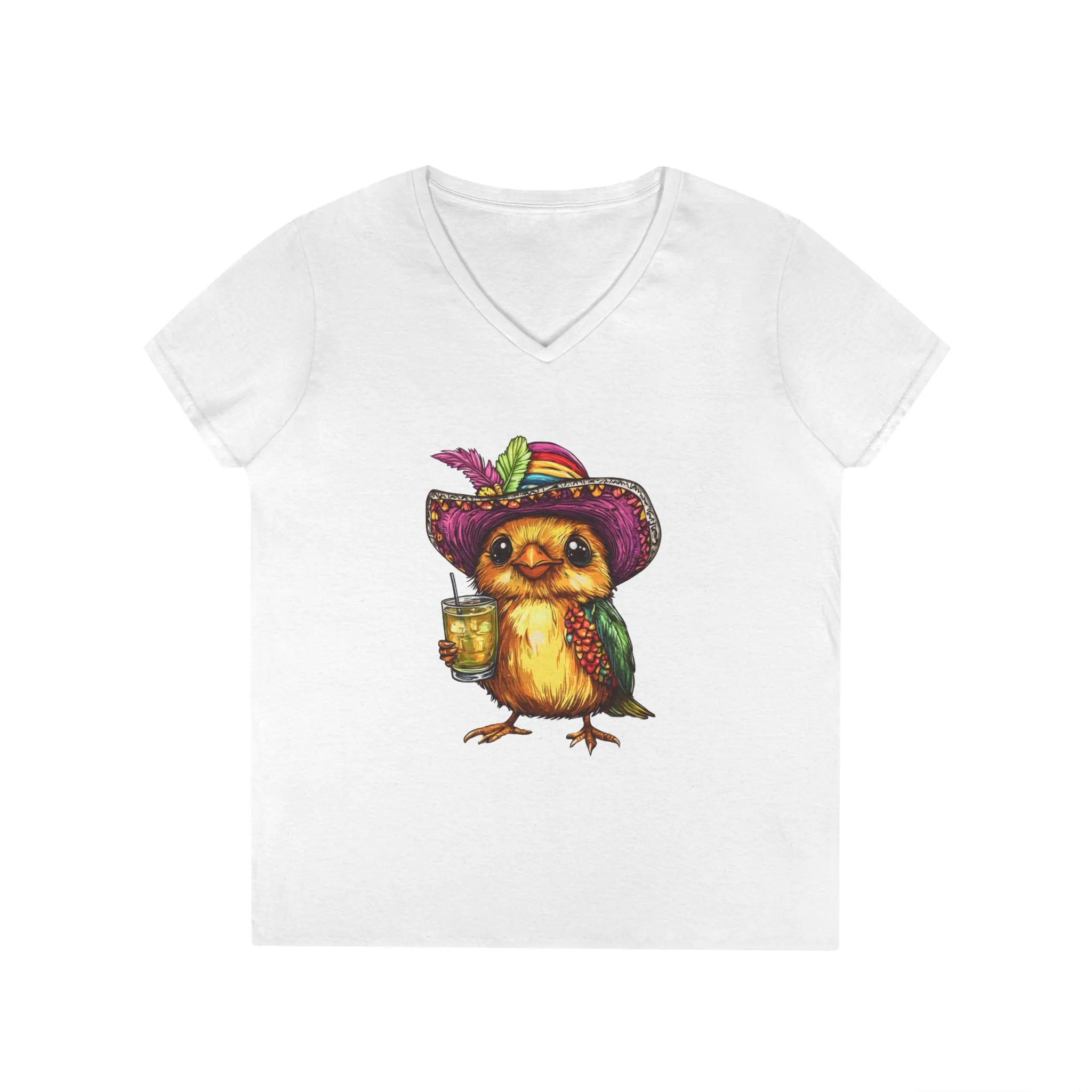 Fun Party Owl V-Neck T-Shirt for Ladies - Image 2