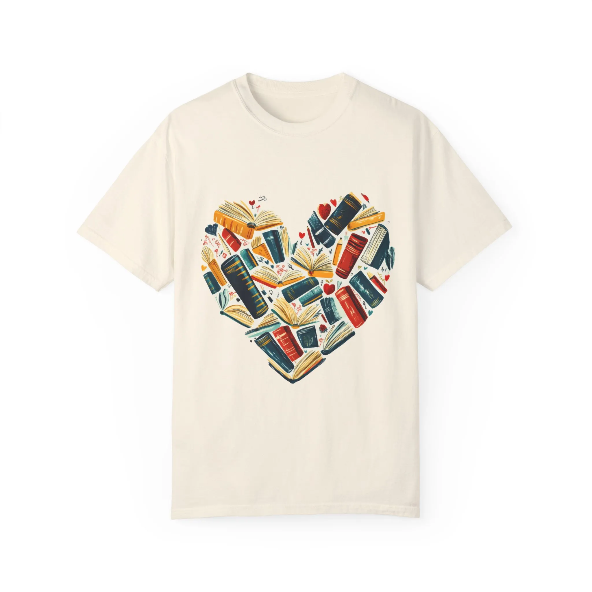 Book Lover's Heart Unisex Garment-Dyed T-Shirt - Image 5