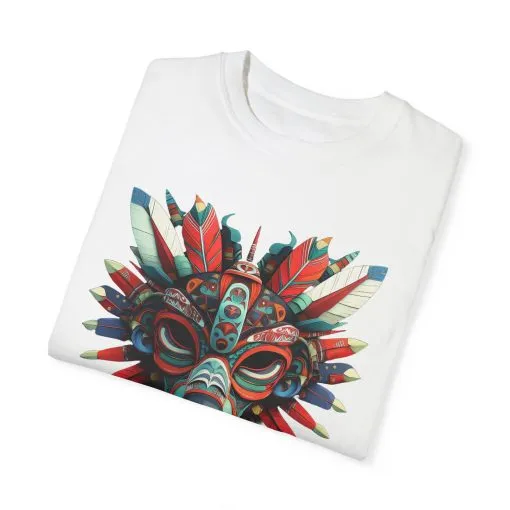 Vibrant Tribal Mask Unisex Garment-Dyed T-Shirt | Unique Festival Fashion - Image 7