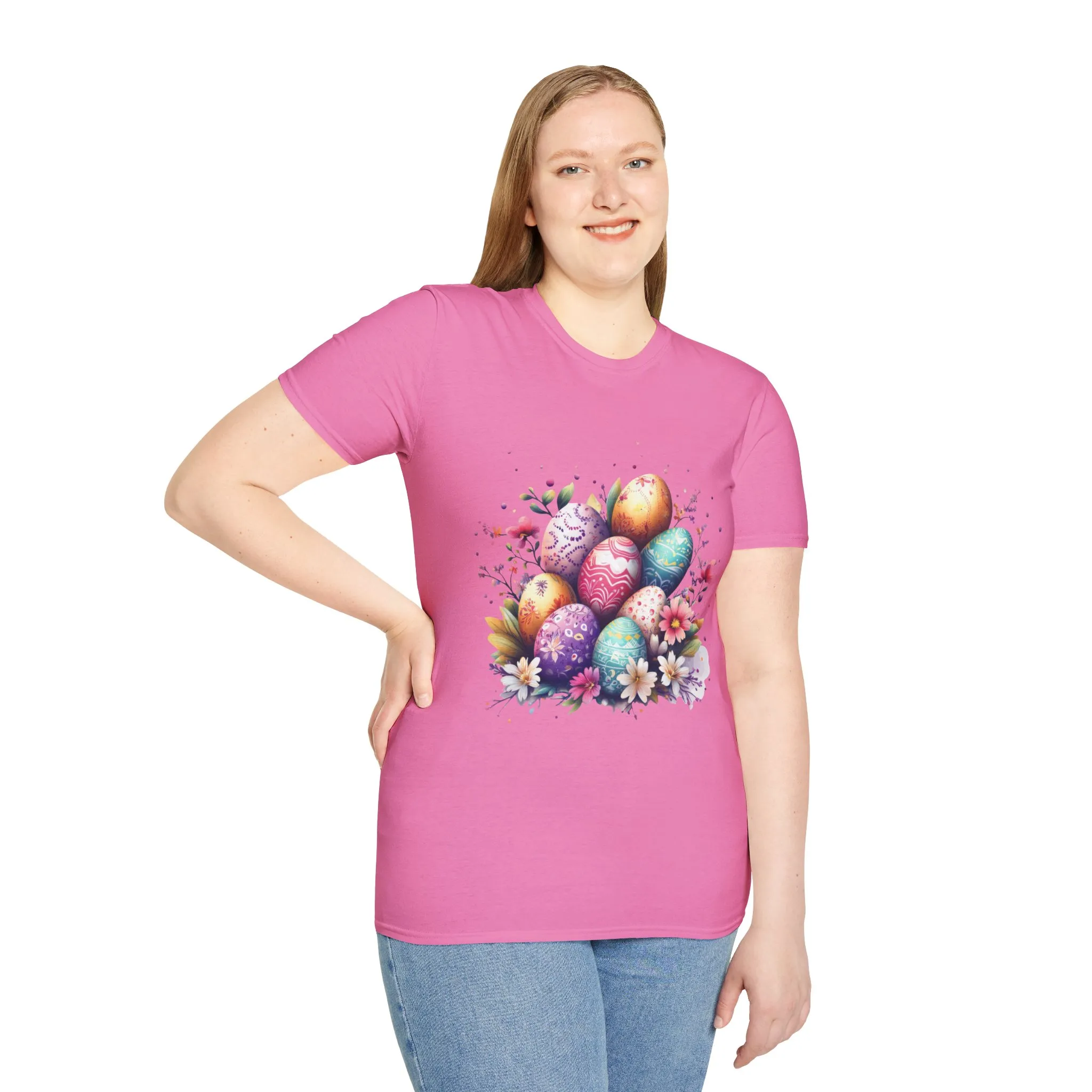 Easter Egg Floral Unisex Softstyle T-Shirt - Vibrant Spring Design - Image 53