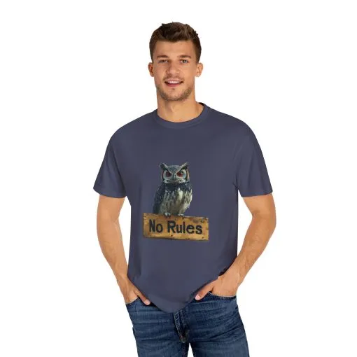 Funny Owl T-Shirt - "No Rules" Unisex Garment-Dyed Tee for Animal Lovers - Image 35