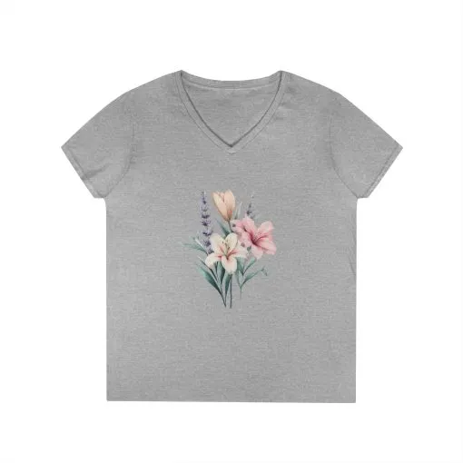 Floral Ladies' V-Neck T-Shirt | Comfortable & Stylish for Spring - Image 5
