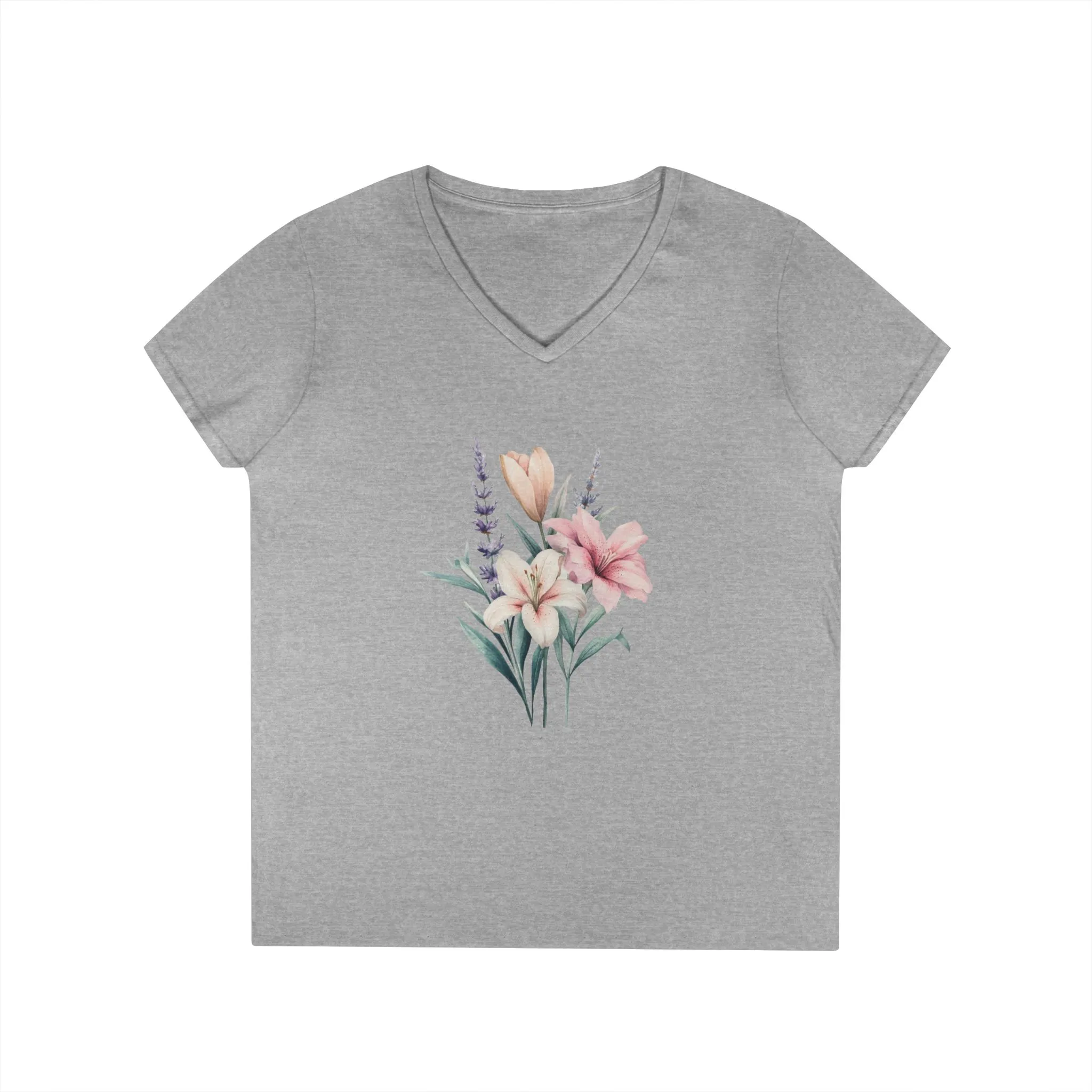 Floral Ladies' V-Neck T-Shirt | Comfortable & Stylish for Spring - Image 5