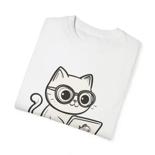 Cute Cat Gamer Unisex Garment-Dyed T-Shirt - Image 2
