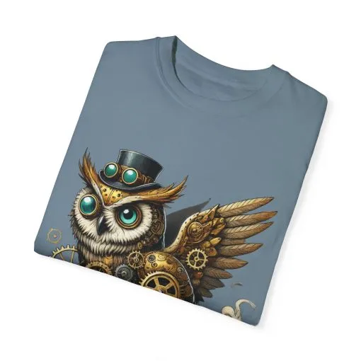 Steampunk Owl Unisex Garment-Dyed T-Shirt - Image 26