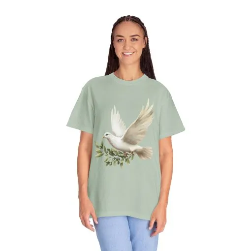 Serene Dove Unisex Garment-Dyed T-Shirt - Peaceful Nature Design - Image 23