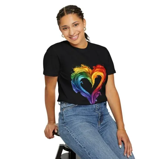 Pride Heart Unisex Garment-Dyed T-shirt - Colorful Rainbow Design for LGBTQ+ Celebration - Image 32