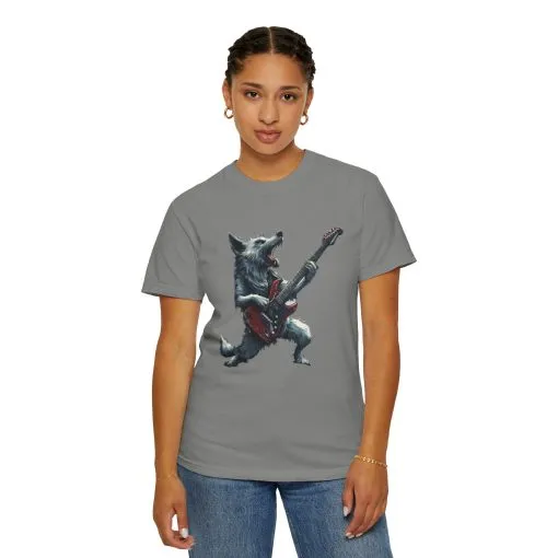 Rocking Wolf Unisex Garment-Dyed T-Shirt - Music Lover's Tee - Image 20