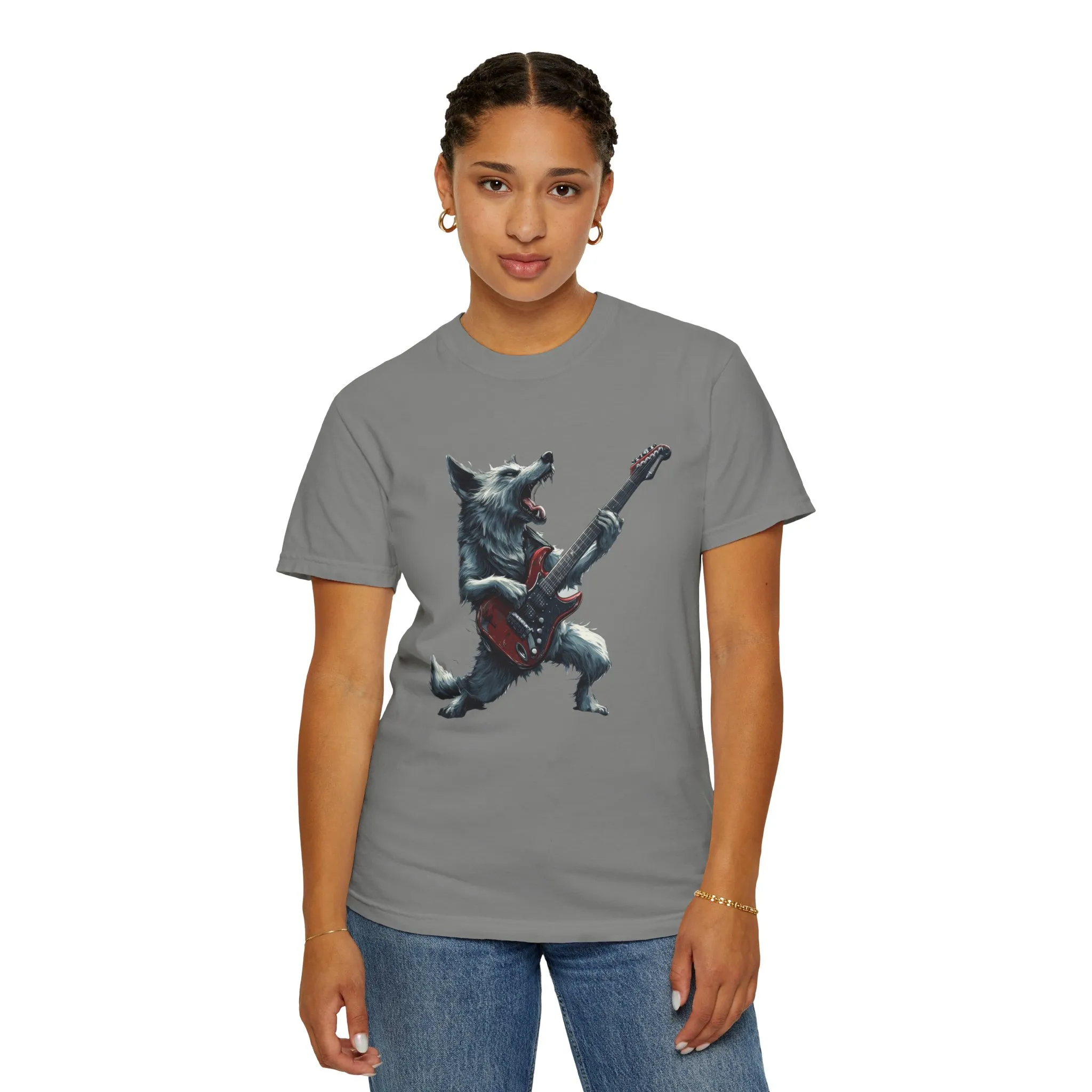 Rocking Wolf Unisex Garment-Dyed T-Shirt - Music Lover's Tee - Image 20