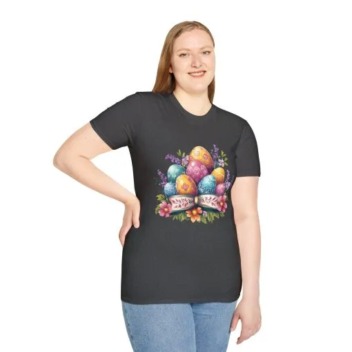 Easter Floral Eggs Unisex Softstyle T-Shirt - Image 23